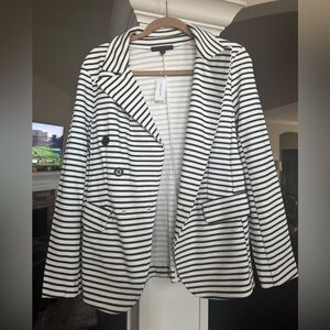 Banana Republic Navy and White Striped Blazer